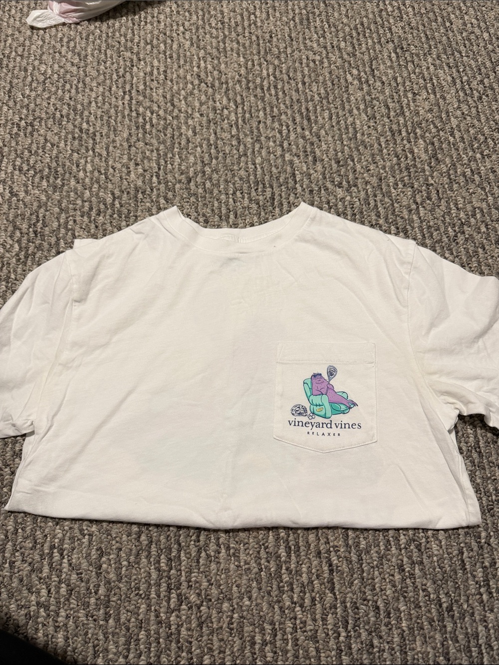 Vineyard Vines White Kids Short Sleeve Tee with Mint & Lavender Pocket Graphic
